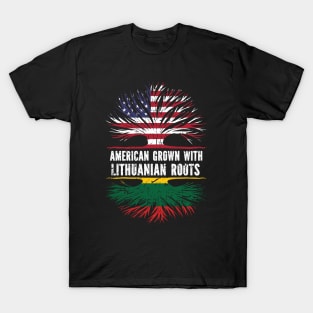 American Grown with Lithuanian Roots USA Flag T-Shirt